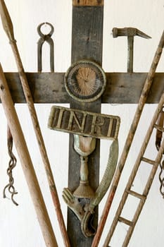 Cross with symbols of Jesus' passion, Church of Our Lady of Health in Jadruhi, Croatia