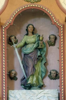 Saint Barbara, statue on the altar of Saint Barbara in the parish church of Saint Emeric in Kostel, Croatia