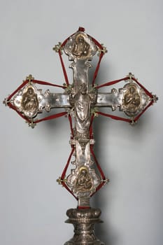 Cross from the 16th century In the Abbot's treasury in the Saint Mark Church in Korcula, Korcula island, Croatia