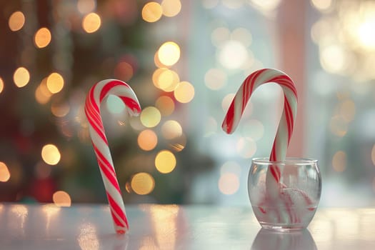 Whimsical Christmas candy cane on a transparent white canvas, adding sweetness to designs