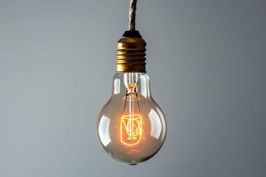 Vintage light bulb glowing warmly against a soft transparent white backdrop, adding a touch of nostalgia to compositions