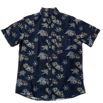 Men's casual short sleeved shirt on white background