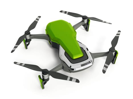 Multi rotor drone isolated on white background. 3D illustration.