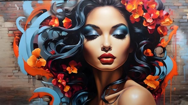 Beautiful graffiti painting on city walls