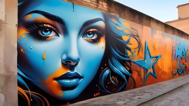Beautiful graffiti painting on city walls