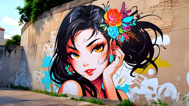 Beautiful graffiti painting on city walls