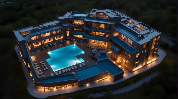 View on the new modern hotel