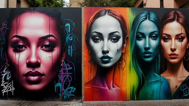 Beautiful graffiti painting on city walls