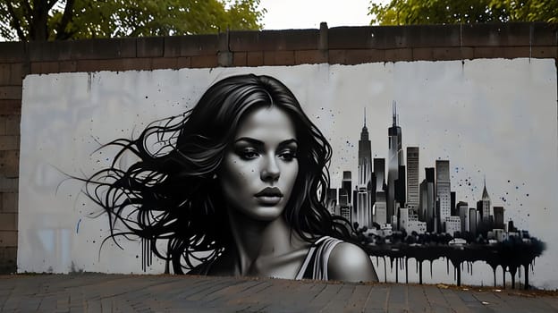 Beautiful graffiti painting on city walls
