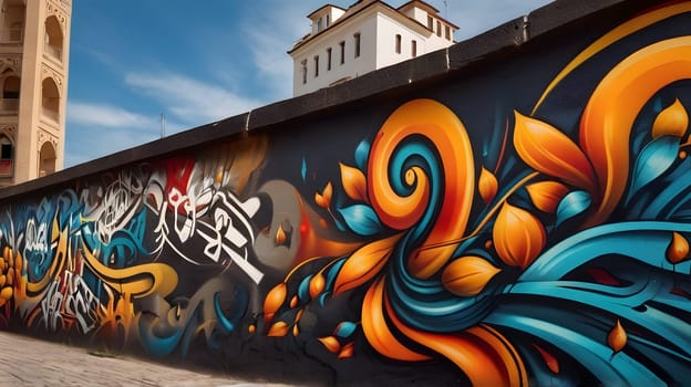 Beautiful graffiti painting on city walls
