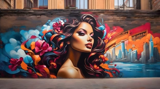 Beautiful graffiti painting on city walls