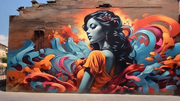 Beautiful graffiti painting on city walls