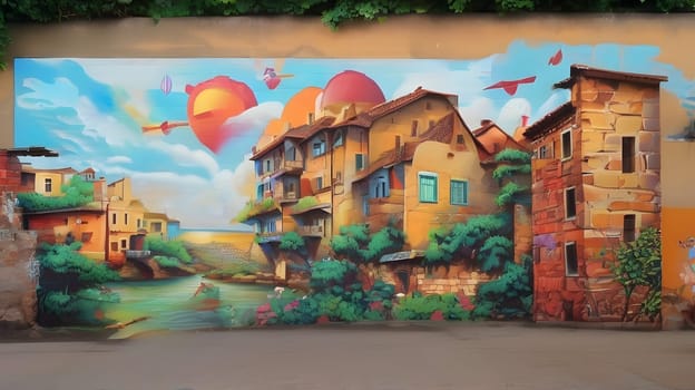 Beautiful graffiti painting on city walls