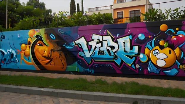 Beautiful graffiti painting on city walls