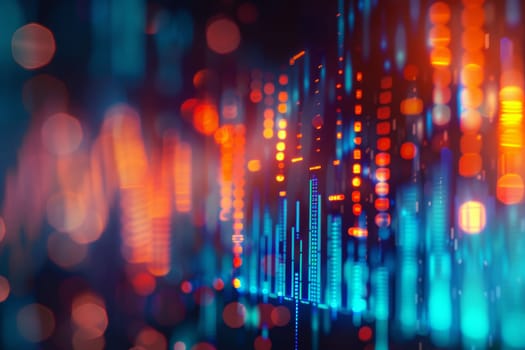 Close-up of a stock market chart with upward trend, financial growth