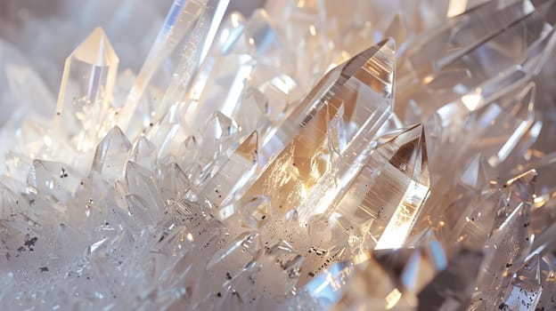 Crystal structures with a crystalline clarity, reflecting light in a dazzling display against white