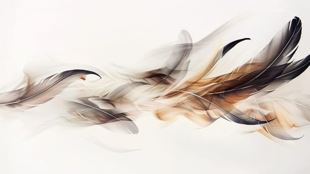 Elegant boho feathers creating a sense of movement and flow against white
