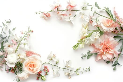 A bouquet of flowers with a white background. The flowers are pink and white