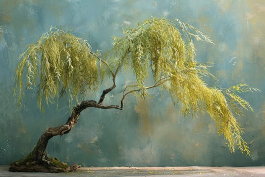 Elegant willow tree with cascading branches, adding a touch of whimsy to any composition