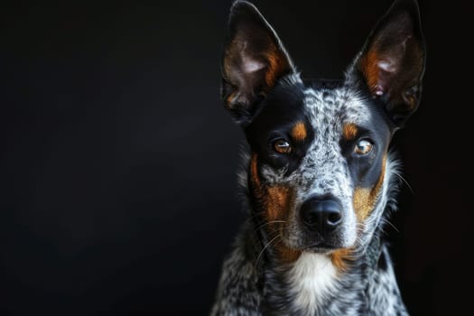 Energetic Australian Cattle Dog with speckled coat and intense gaze, perfect for active and adventurous designs