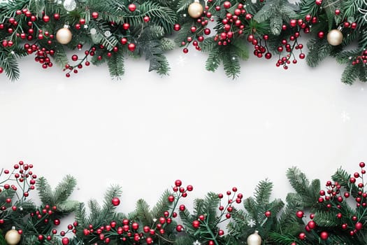 Festive Christmas garland against a transparent white backdrop, ideal for holiday designs