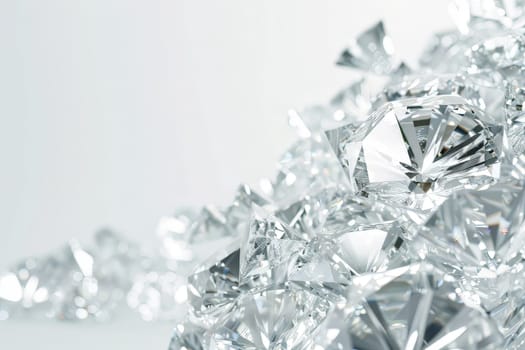 Glistening diamond-shaped sparkles shimmering against a transparent white backdrop, symbolizing luxury and elegance