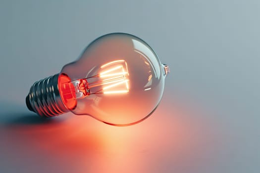 Glowing fluorescent light bulb on a soft transparent white background, perfect for contemporary lighting themes