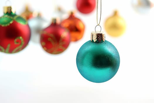 Joyful Christmas ornaments on a soft transparent white background, ideal for holiday graphics