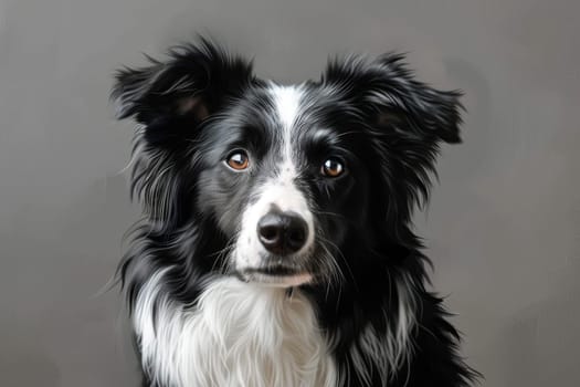 Loyal border collie with alert expression and fluffy coat, ideal for working dog designs