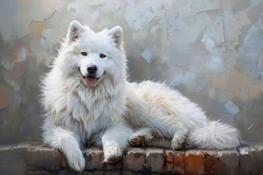 Majestic Samoyed with fluffy white coat and friendly expression, adding charm to any composition