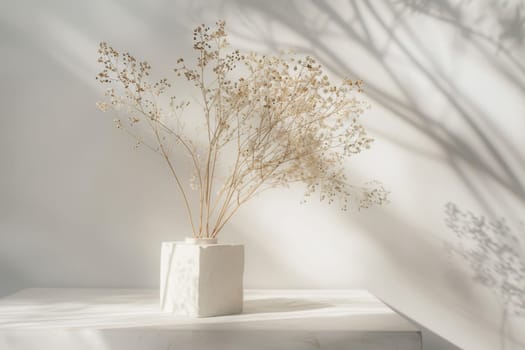 Minimalist decoration pieces against a soft transparent white surface, adding simplicity to designs