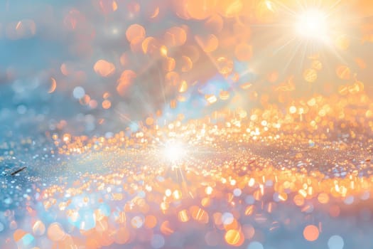 Radiant sunburst sparkles shining brightly on a soft transparent white surface, adding warmth and brightness