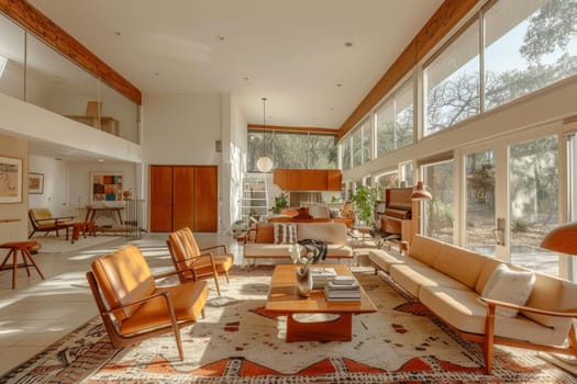 Mid-century modern living room with iconic furniture pieces
