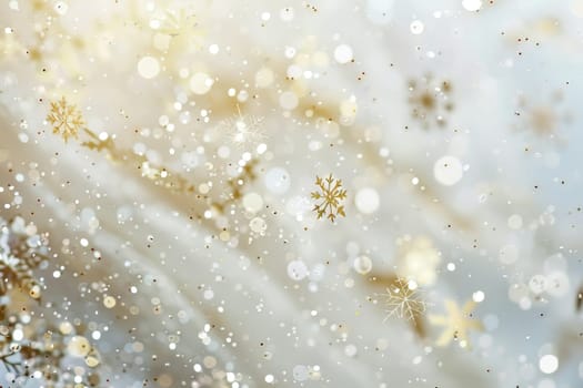 Shimmering snowflake-shaped sparkles falling gently on a transparent white background, evoking a sense of winter wonder