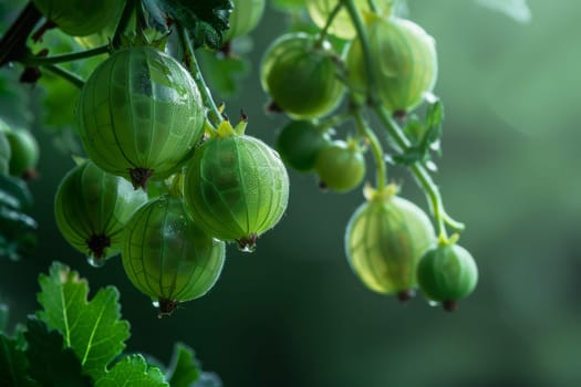 Tangy gooseberry with vibrant green color and translucent skin, adding brightness to any composition
