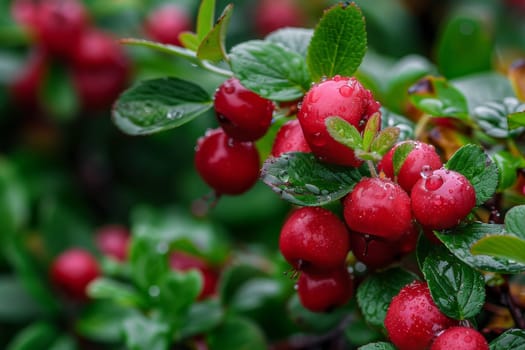 Tart lingonberry with vibrant red color and tangy, juicy flavor, adding brightness to any composition