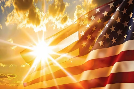 The Stars and Stripes waving in the sunlight
