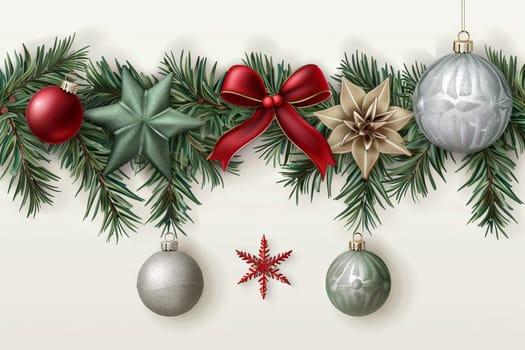 Traditional Christmas decorations on a transparent white canvas, ideal for festive banners