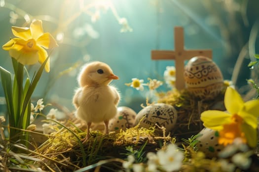 Traditional Easter scene with religious symbols and spiritual themes