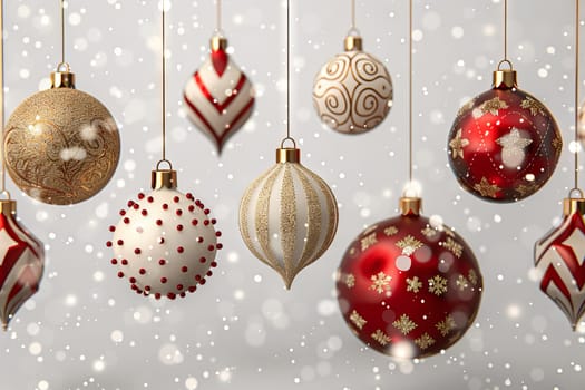 Traditional Christmas decorations on a transparent white background, ideal for festive artworks