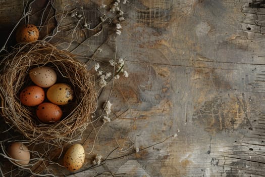 Rustic Easter background with natural textures and earthy tones
