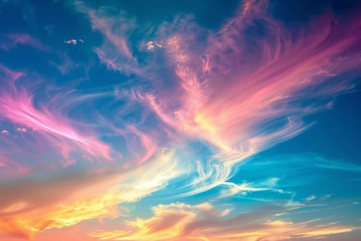 Wisps of cirrus clouds in a colorful sky