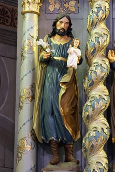 Statue of Saint on High altar in the Parish Church of Exaltation of the Holy Cross in Kriz, Croatia