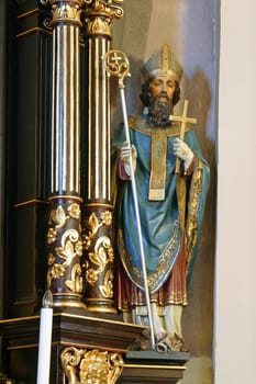 Saint Valentine, statue on the altar of the Holy Three Kings in the church in the Church of St. Clare of Assisi in Zagreb, Croatia