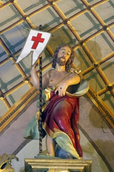 The Risen Christ, statue on High altar in the Parish Church of Exaltation of the Holy Cross in Kriz, Croatia