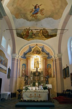 Main altar in the Parish Church of the Assumption of the Virgin Mary in Kupinec, Croatia