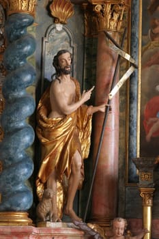 Saint John the Baptist, statue on the main altar of the parish church of Holy Trinity in Klenovnik, Croatia