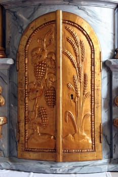 Tabernacle on the main altar in the church of Holy Trinity in Klenovnik, Croatia