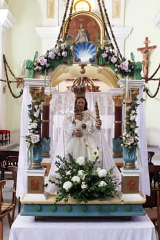 Virgin Mary with baby Jesus, statue in Parish Church of  Saint Emeric in Kostel, Croatia