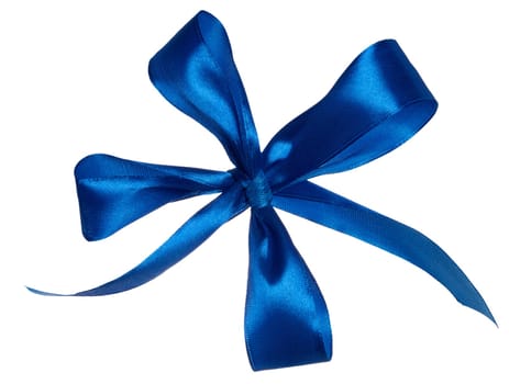 Blue bow for decoration on isolated background